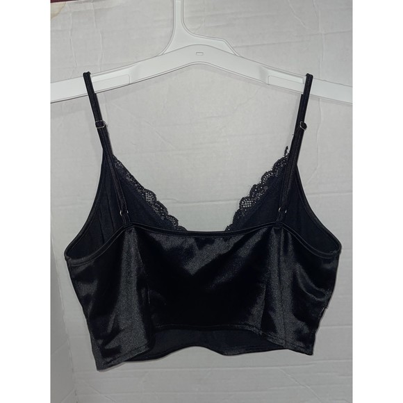 Vintage Silky Missguided black cropped Camisoles Tank Top 8 - Picture 2 of 10